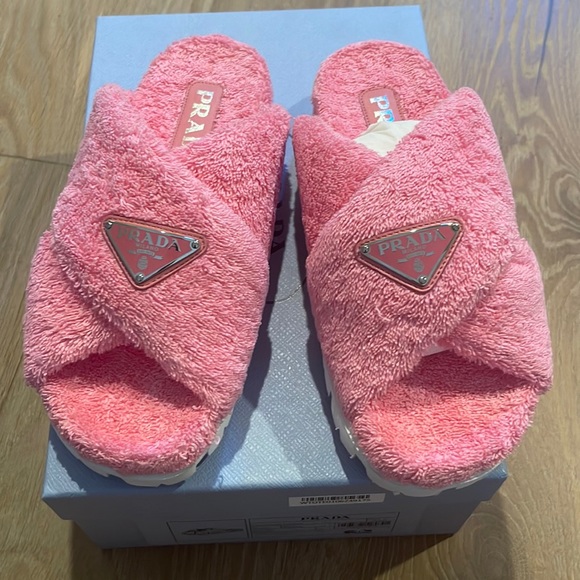 Prada Criss Cross Terry Fussbett Sandal - Picture 1 of 9